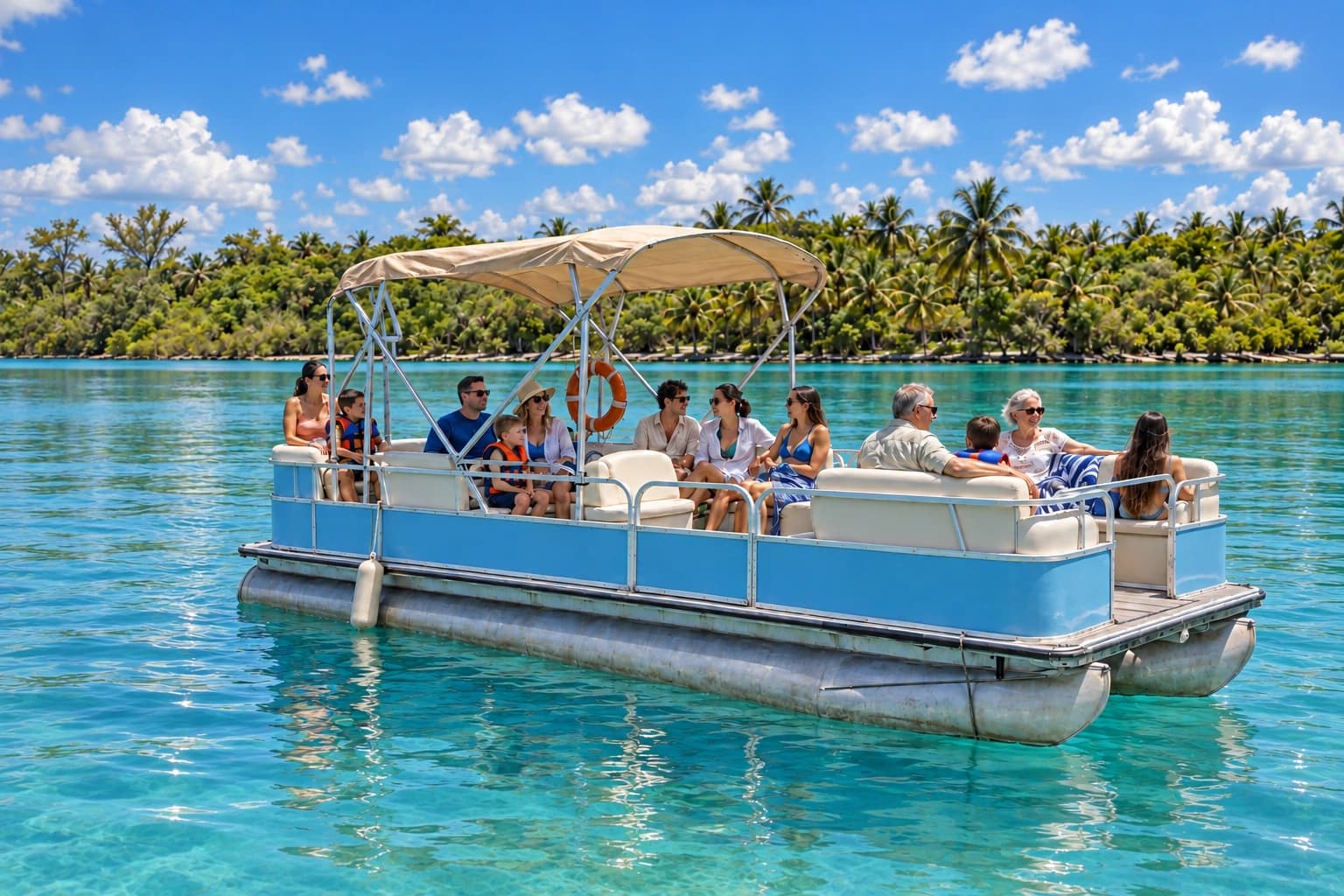 Pontoon Tour on Bacalar Lagoon with Lunch at a Restaurant
